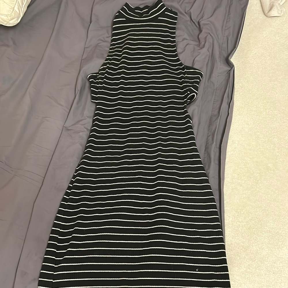 Express black and white striped dress